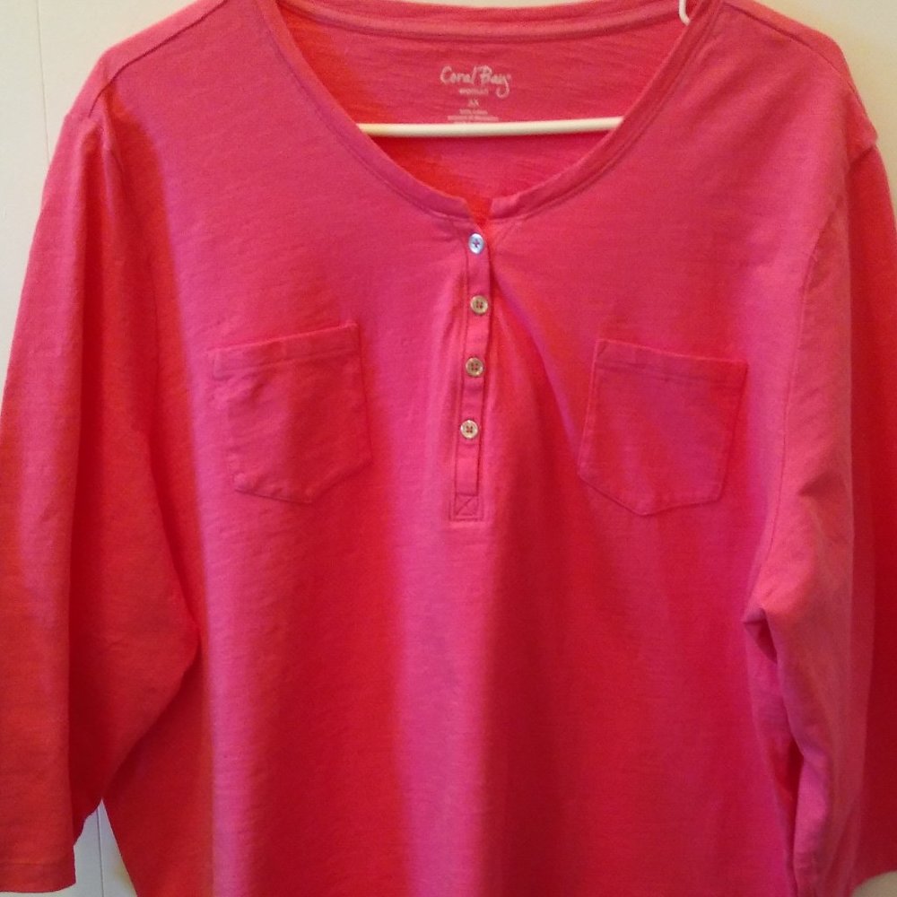 Coral Bay Woman Pink 3/4 sleeve Top
